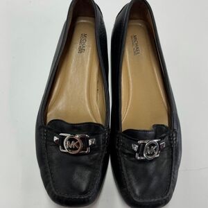 Michael Kors Black Loafers with Silver Logo
